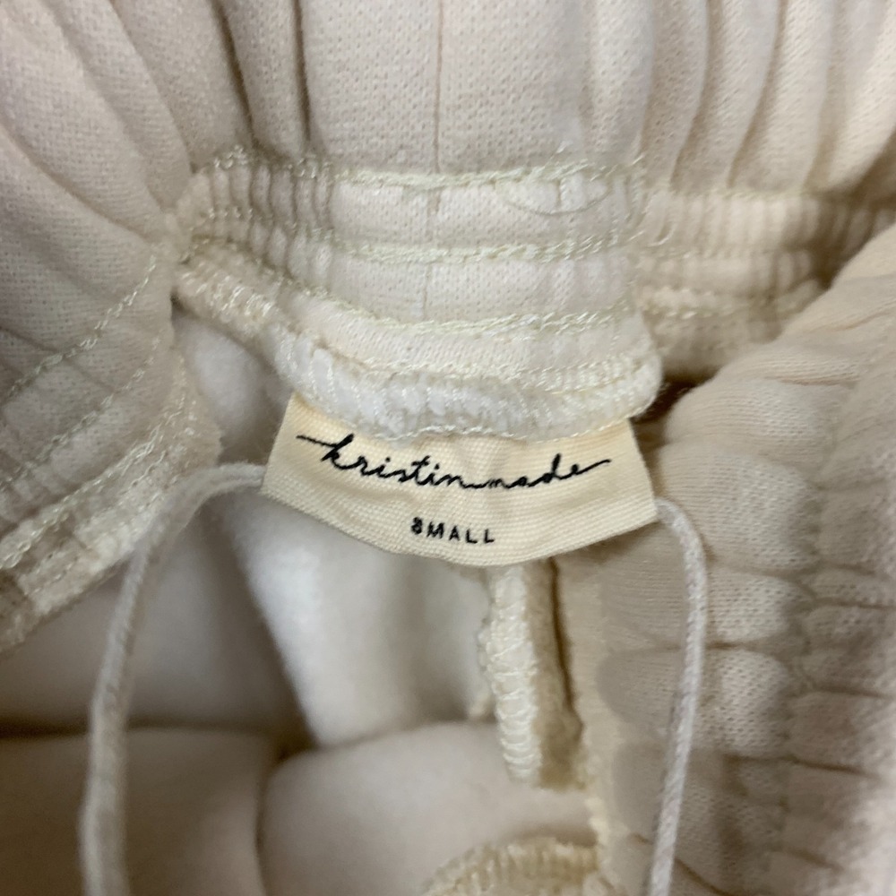 NWT Kristin Made Cloud Sweatpant Women's Small S Cream Drawstring Fleece Jogger - Picture 4 of 9